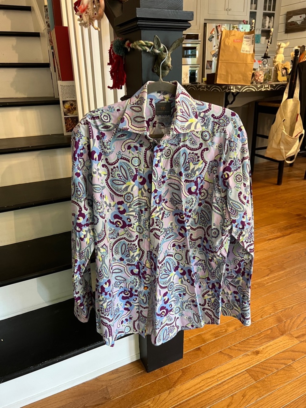 Thomas Dean Lavender & Purple Paisley Button-Down Shirt